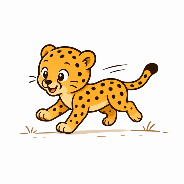 Cheetah Run's smiling cheetah jogging
